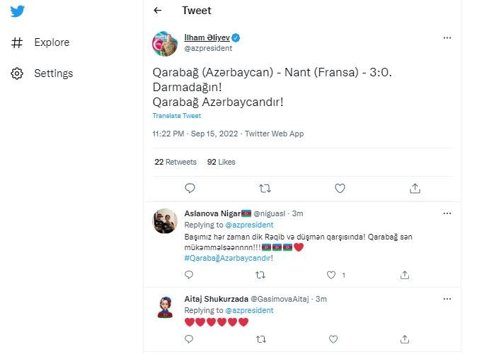 İlham Əliyev "Qarabağ"ın qələbəsi ilə bağlı paylaşım etdi