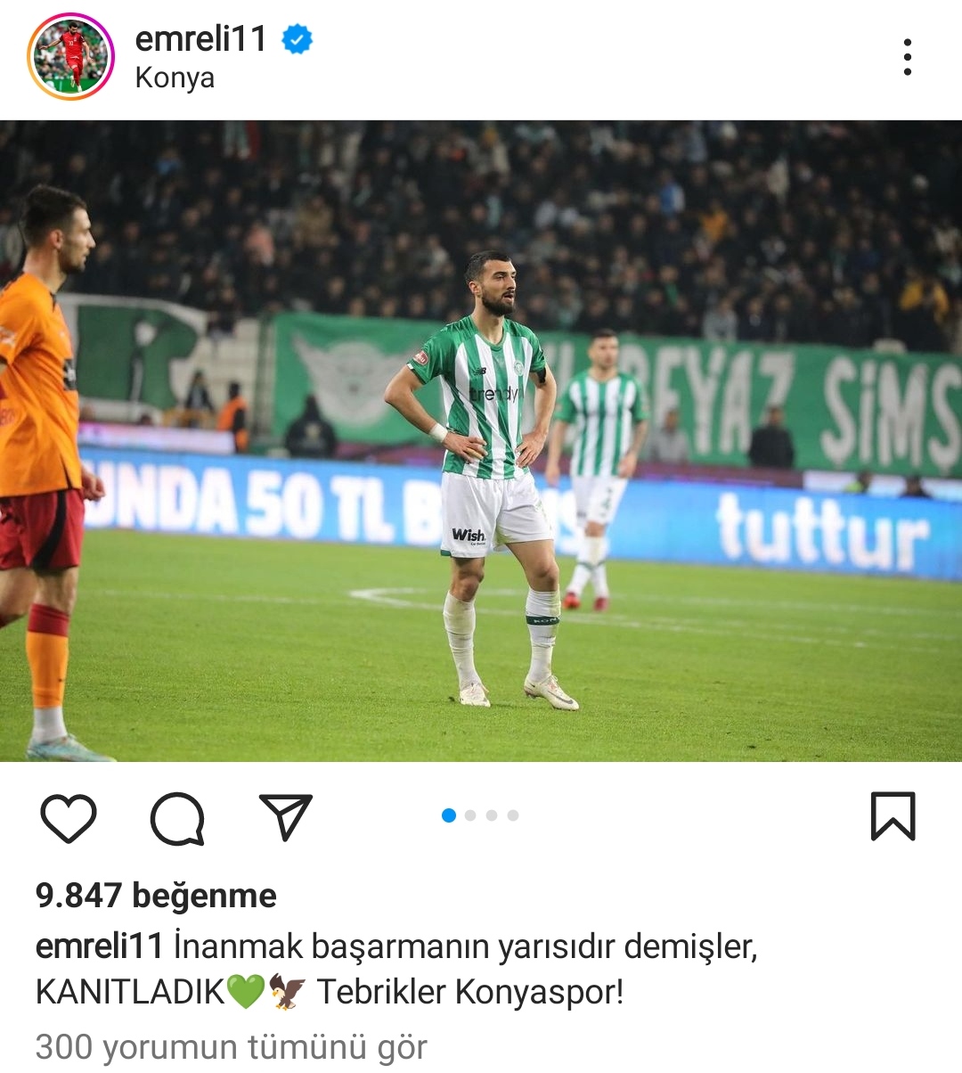 Mahirdən "Konyaspor"un qələbəsi haqda paylaşım