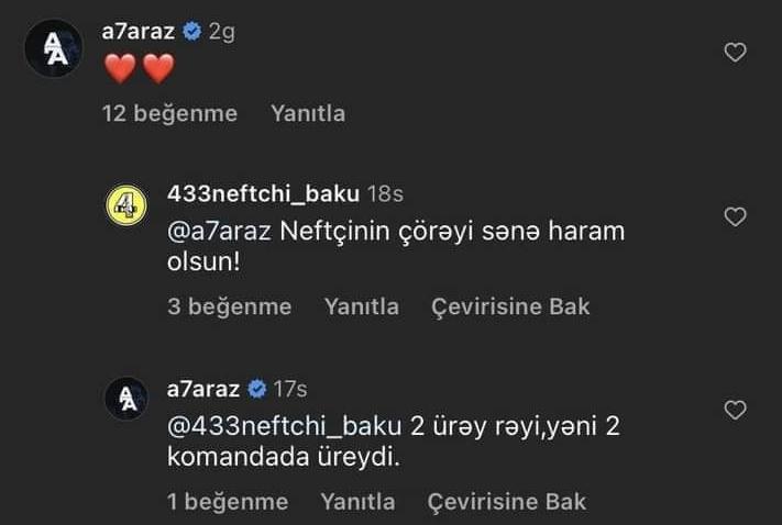 "Neftçi"nin çörəyi sənə haram olsun!" – Araz Abdullayev ürək qoydu, sərt cavab aldı