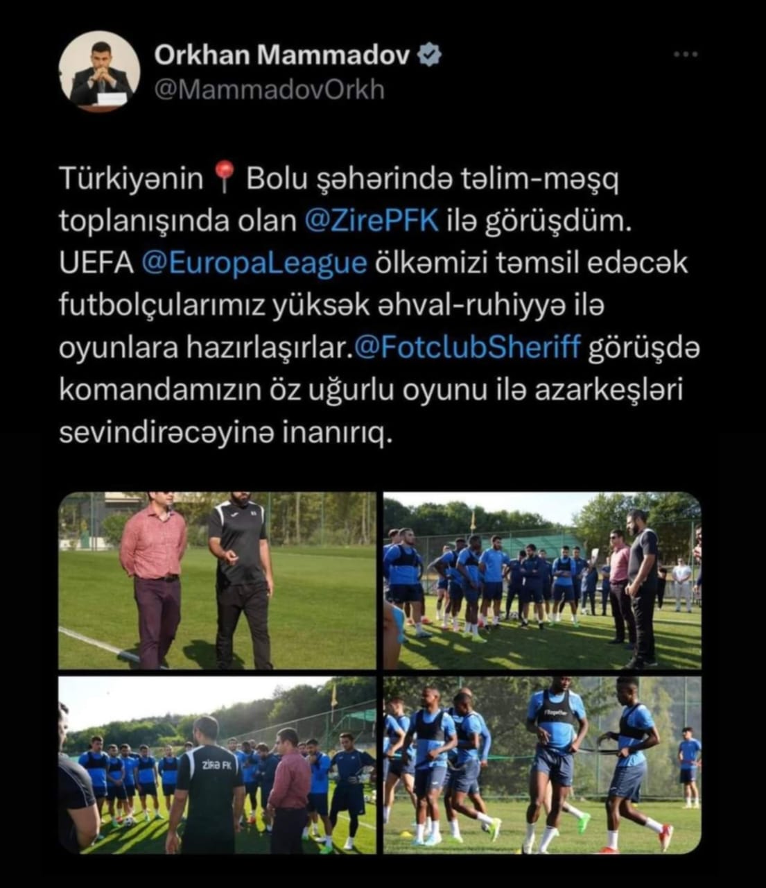 Orxan Məmmədov "Zirə"ni belə motivasiya etdi